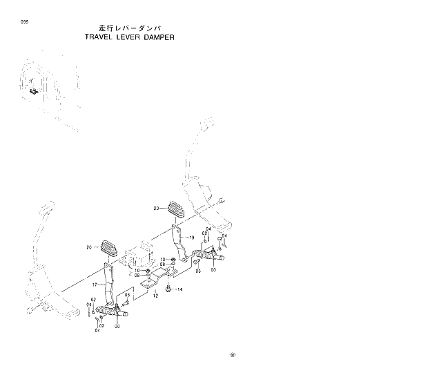 Схема запчастей Hitachi EX370HD-5 - 095 TRAVEL LEVER DAMPER 01 UPPERSTRUCTURE