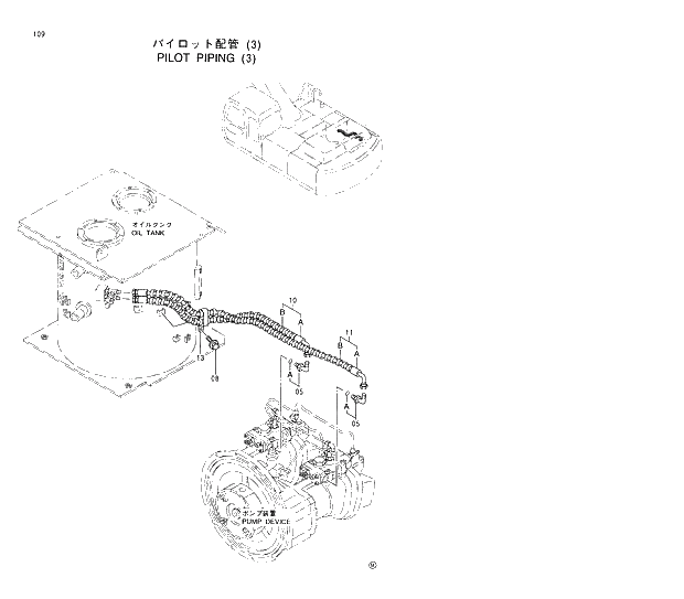 Схема запчастей Hitachi EX370-5 - 109 PILOT PIPINGS (3) 01 UPPERSTRUCTURE