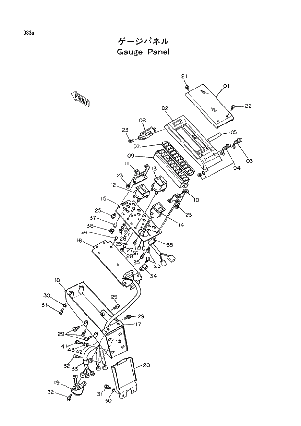 Схема запчастей Hitachi EX400 тип А - 083 GAUGE PANEL 01 UPPERSTRUCTURE