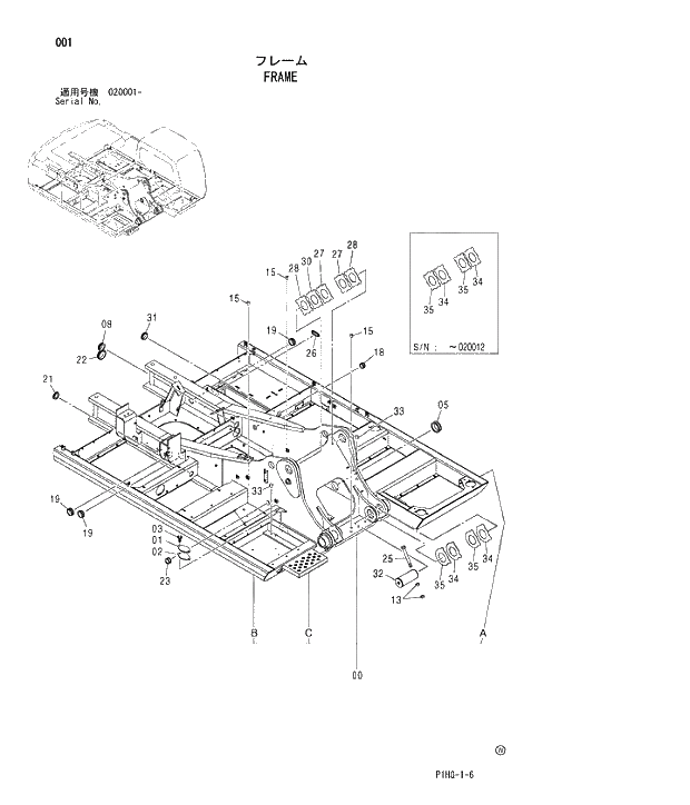 Схема запчастей Hitachi ZX270LC - 001 FRAME UPPERSTRUCTURE