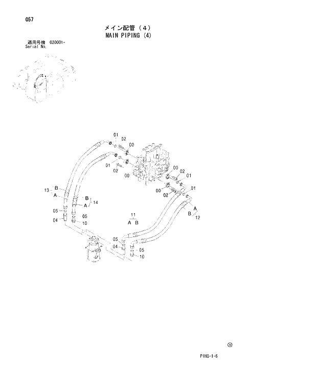 Схема запчастей Hitachi ZX280LC - 057 MAIN PIPING (4) UPPERSTRUCTURE