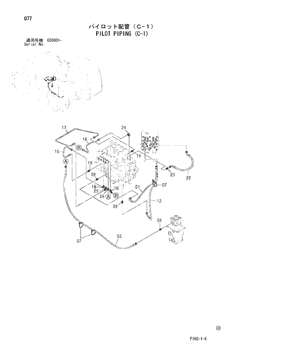 Схема запчастей Hitachi ZX280LC - 077 PILOT PIPING (C-1) UPPERSTRUCTURE