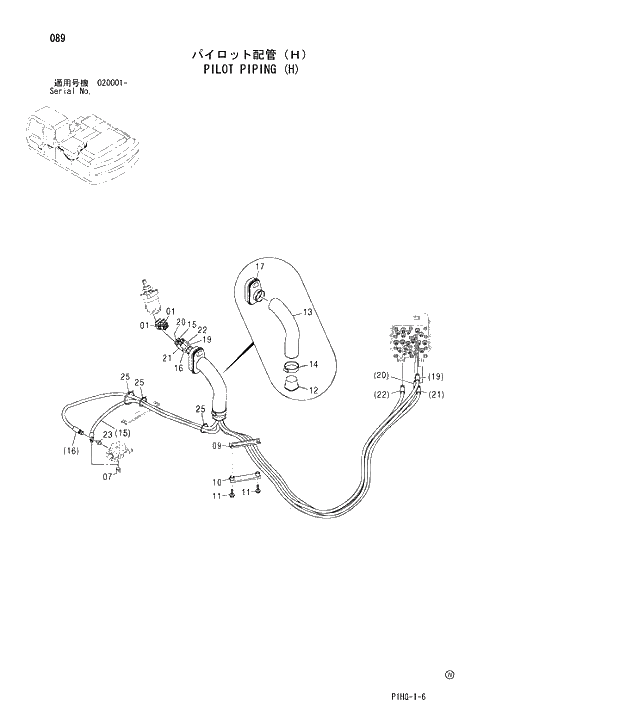 Схема запчастей Hitachi ZX280LC - 089 PILOT PIPING (H) UPPERSTRUCTURE