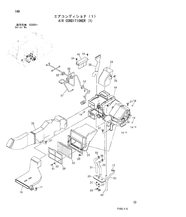 Схема запчастей Hitachi ZX280LCN - 149 AIR CONDITIONER (1) UPPERSTRUCTURE