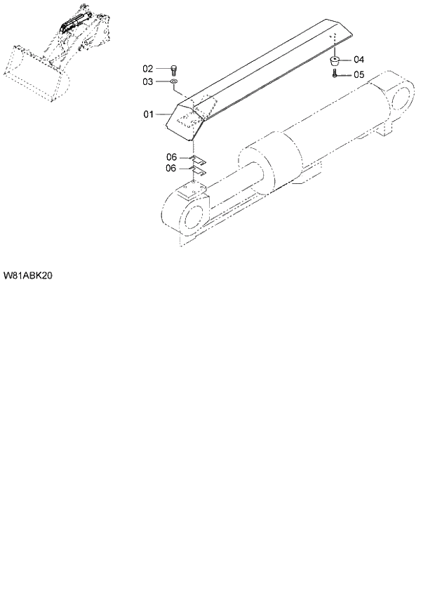 Схема запчастей Hitachi ZW250 - 219_CYLINDER GUARD(BKG) (000101-004999, 005101-). 07 LOADER ATTACHMENT