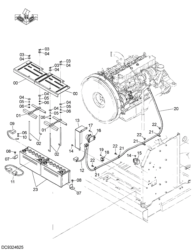 Схема запчастей Hitachi ZX250LCH-5G - 001 ELECTRIC PARTS (1) 07 ELECTRIC SYSTEM