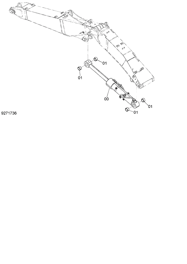 Схема запчастей Hitachi ZX140W-3 - 293 POSITIONING CYLINDER ( CEB CED 002001-, CEA 020001-). 04 FRONT-END ATTACHMENTS(2P-BOOM)