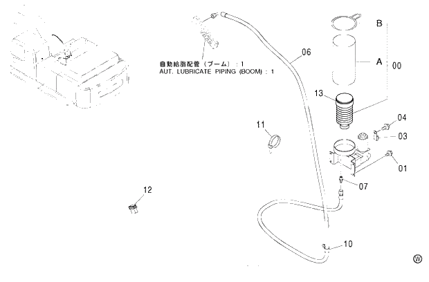 Схема запчастей Hitachi ZX480MTH - 008 AUTO. LUBRICATE SYSTEM 450,H,MT,MTH (010001-). 03 BACKHOE ATTACHMENTS