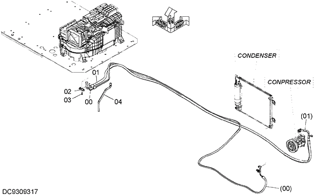 Схема запчастей Hitachi ZX330-5G - 004 AIR CONDITIONER (3) 10 AIR CONDITIONER