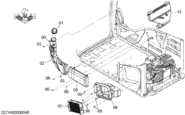 Схема запчастей Hitachi ZX350K-5G - 011 DUCT (WITHOUT AIR-CONDITIONER) 10 AIR CONDITIONER