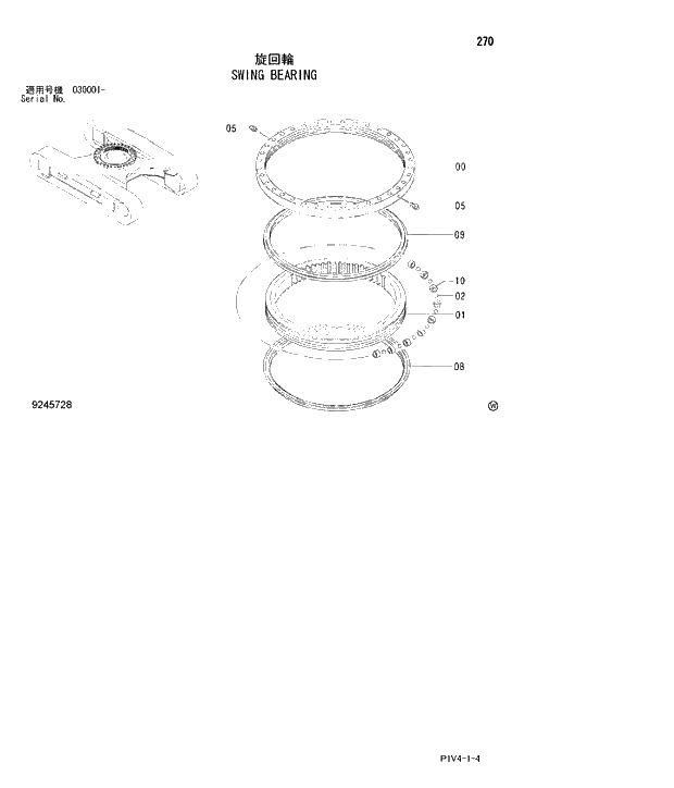 Схема запчастей Hitachi ZX270-3 - 270 SWING BEARING. 02 UNDERCARRIAGE