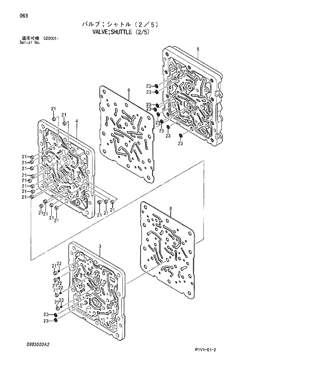 Схема запчастей Hitachi ZX250H-3 - 063 VALVE;SHUTTLE (2 5). 03 VALVE