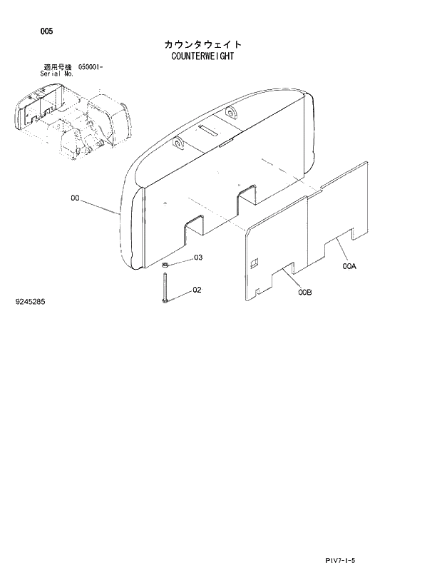 Схема запчастей Hitachi ZX330LC-3 - 005 COUNTERWEIGHT. 01 UPPERSTRUCTURE