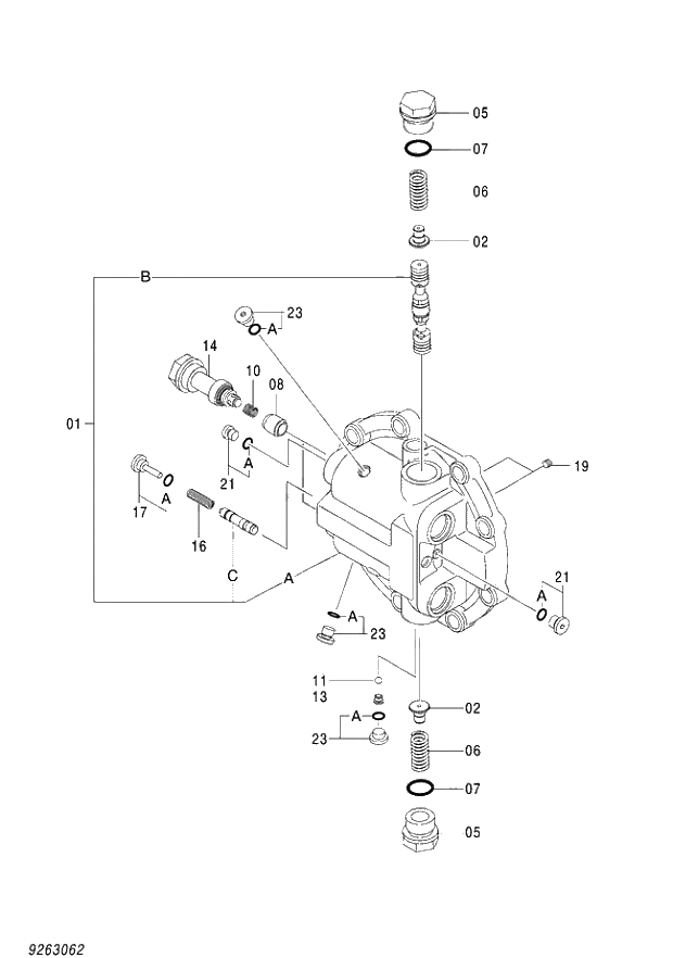 Схема запчастей Hitachi ZX350H-5G - 006 VALVE;BRAKE 02 MOTOR