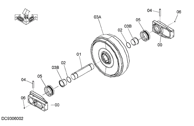 Схема запчастей Hitachi ZX350LCH-5G - 012 FRONT IDLER 11 UNDERCARRIAGE