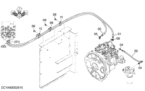 Схема запчастей Hitachi ZX280-5G - 003 PILOT PIPING (2) 06 HYDRAULIC PIPING (PILOT)