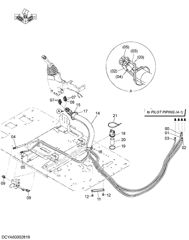Схема запчастей Hitachi ZX280LC-5G - 010 PILOT PIPING (8) 06 HYDRAULIC PIPING (PILOT)