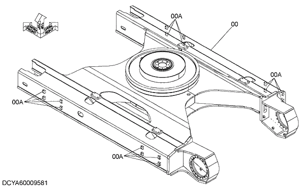 Схема запчастей Hitachi ZX470H-5G - 001 TRACK FRAME 13 UNDERCARRIAGE
