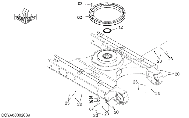 Схема запчастей Hitachi ZX470-5G - 002 TRACK FRAME PARTS 13 UNDERCARRIAGE