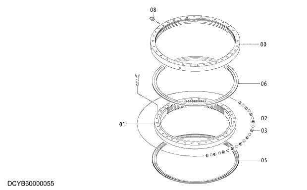 Схема запчастей Hitachi ZX470H-5G - 003 SWING BEARING 13 UNDERCARRIAGE