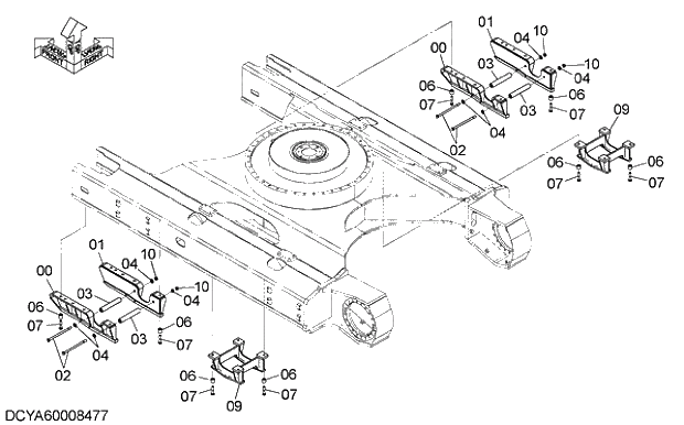 Схема запчастей Hitachi ZX470-5G - 005 TRACK GUARD 13 UNDERCARRIAGE