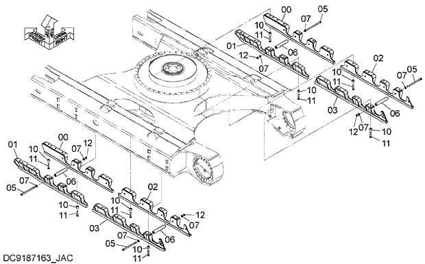 Схема запчастей Hitachi ZX470LC-5G - 006 FULL-LENGTH TRACK GUARD 13 UNDERCARRIAGE