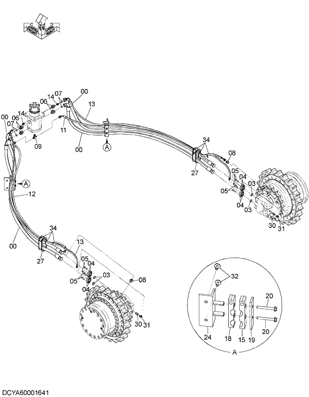 Схема запчастей Hitachi ZX470-5G - 018 TRAVEL PIPING 13 UNDERCARRIAGE