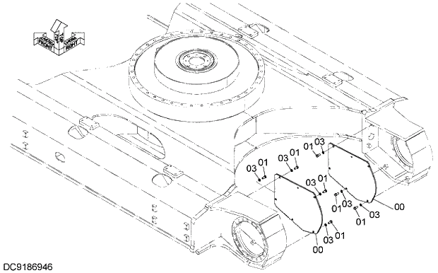 Схема запчастей Hitachi ZX470H-5G - 019 TRAVEL MOTOR COVER 13 UNDERCARRIAGE