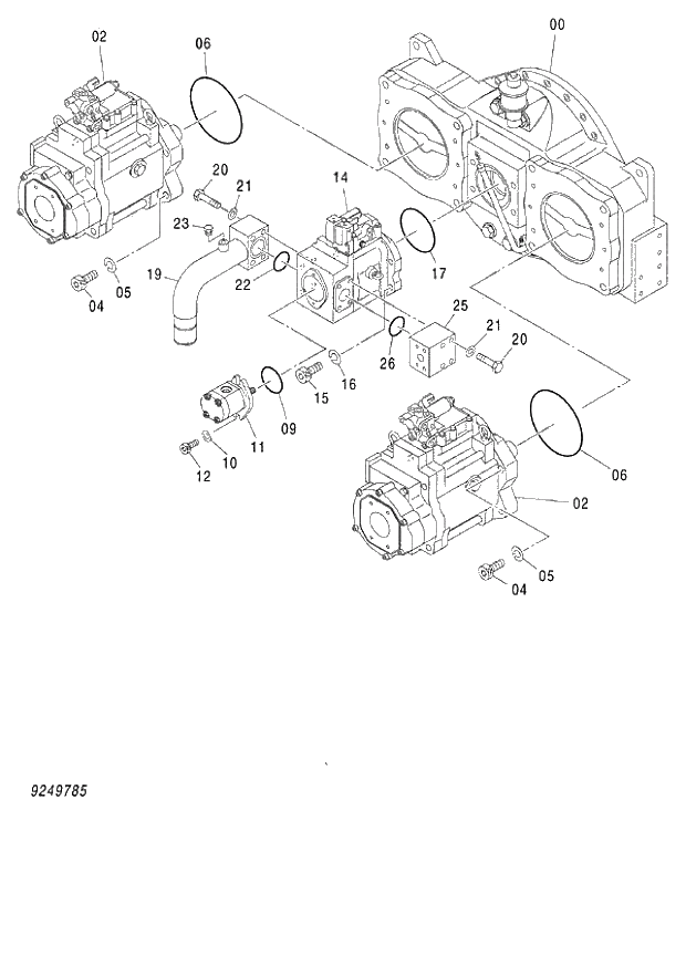 Схема запчастей Hitachi ZX850LC-3 - 001 PUMP DEVICE (020001-). 01 PUMP