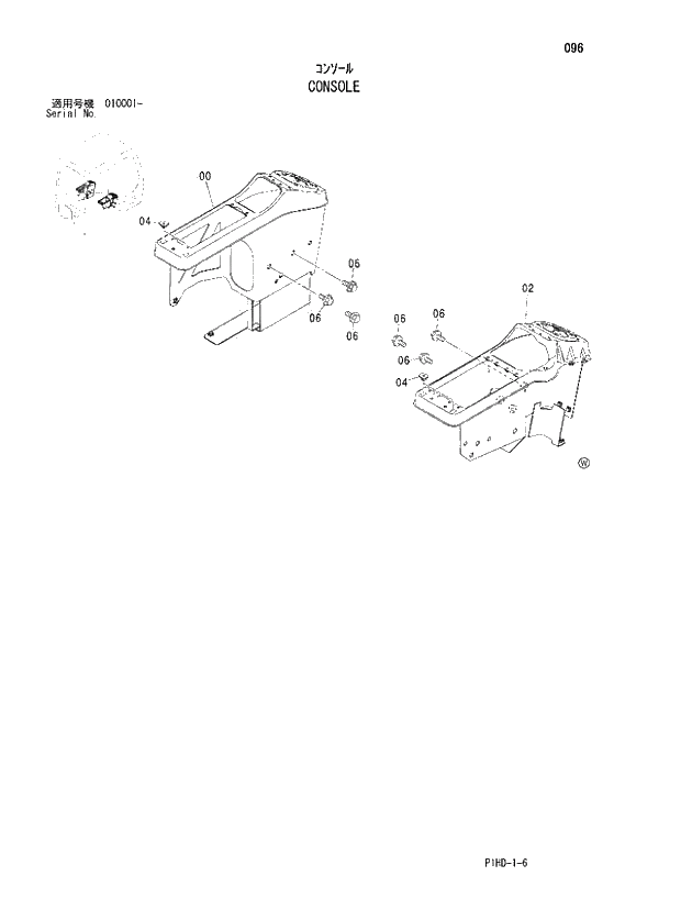 Схема запчастей Hitachi ZX240K - 096 CONSOLE. UPPERSTRUCTURE