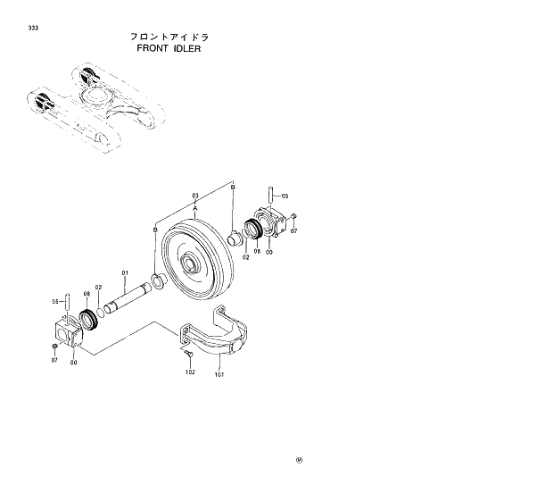 Схема запчастей Hitachi EX220-5 - 333 FRONT IDLER 02 UNDERCARRIAGE