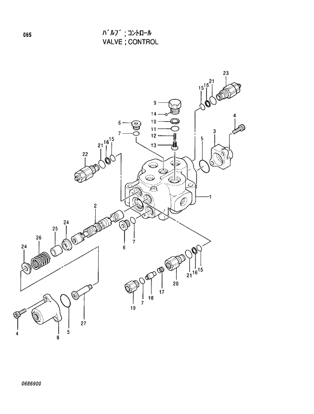 Схема запчастей Hitachi EX100M-5 - 065 CONTROL VALVE VALVE