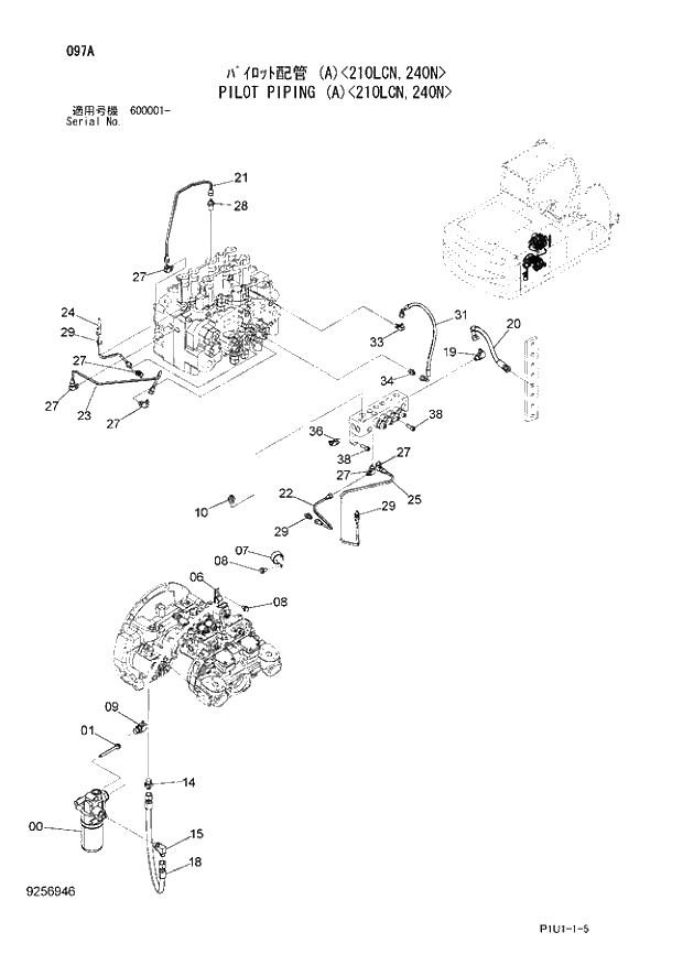 Схема запчастей Hitachi ZX210LCN-3 - 097 PILOT PIPING (A) 210LCN,240N. 01 UPPERSTRUCTURE