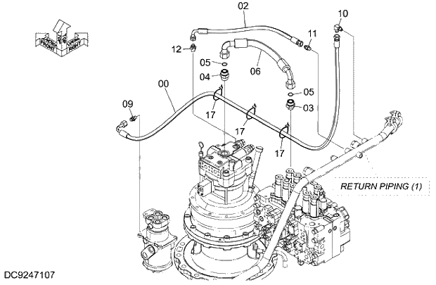 Схема запчастей Hitachi ZX280LC-5G - 005 DRAIN PIPING 04 HYDRAULIC PIPING