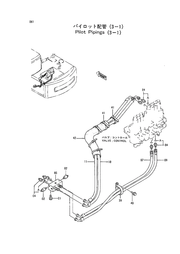 Схема запчастей Hitachi EX120-2 - 061 PILOT PIPINGS (3-1) (030001 -). 01 UPPERSTRUCTURE