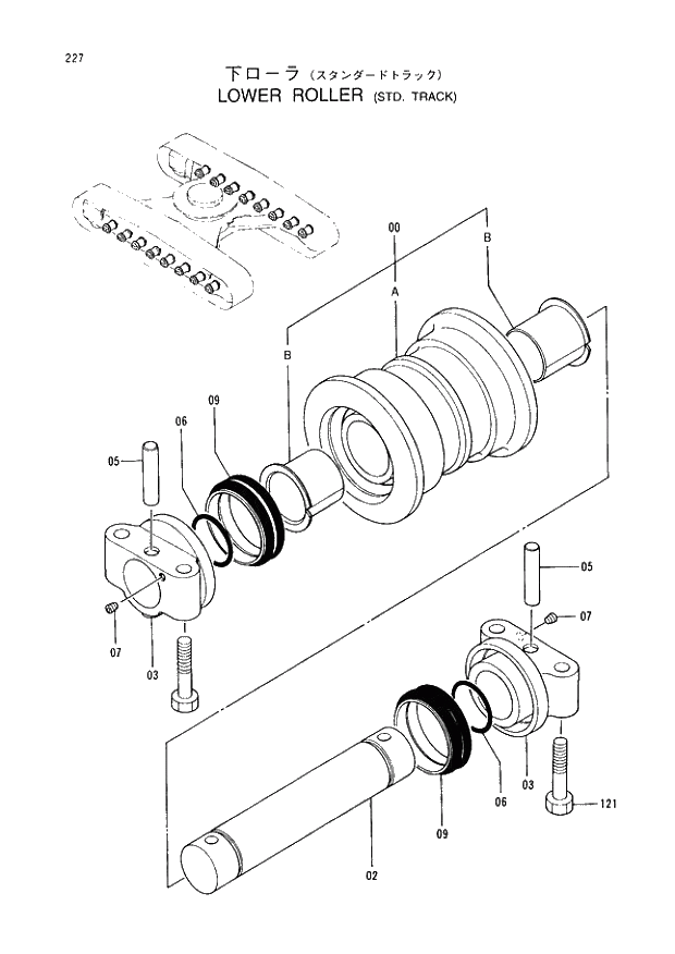 Схема запчастей Hitachi EX220LC-3 - 227 LOWER ROLLER STD. TRACK. 02UNDERCARRIAGE