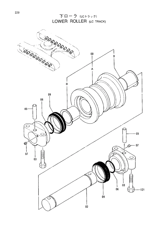 Схема запчастей Hitachi EX220LC-3 - 229 LOWER ROLLER LC TRACK. 02UNDERCARRIAGE