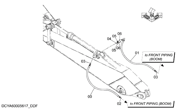 Схема запчастей Hitachi ZX280-5G - 021 FRONT PIPING (ARM 3.76m) 12 FRONT-END ATTACHMENTS