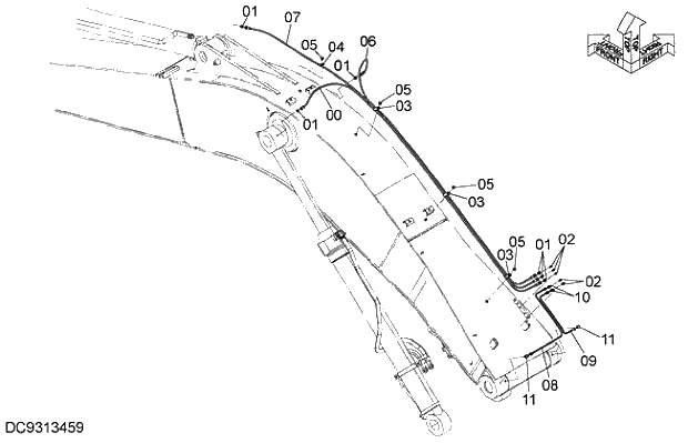 Схема запчастей Hitachi ZX280-5G - 026 LUBRICATE PIPING (BOOM) 12 FRONT-END ATTACHMENTS