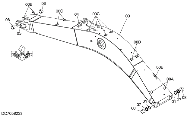 Схема запчастей Hitachi ZX200LC-5G - 001 BOOM 12 FRONT-END ATTACHMENTS