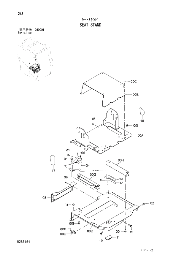 Схема запчастей Hitachi ZX70LCN-3 - 245 SEAT STAND 01 UPPERSTRUCTURE