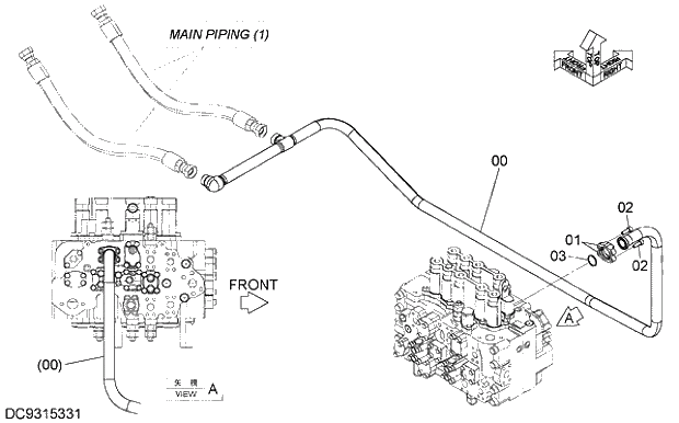 Схема запчастей Hitachi ZX330LC-5G - 005 BOOM BOTTOM PIPING 05 HYDRAULIC PIPING (MAIN)