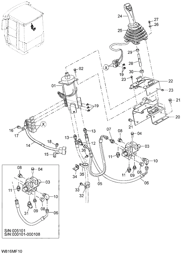 Схема запчастей Hitachi ZW220 - 184_PILOT PIPING(MULTI) 6CG,H3G,HCG,HEG,HSG (MFL) (000101-000229, 005101-005229). 06 HYDRAULIC SYSTEM