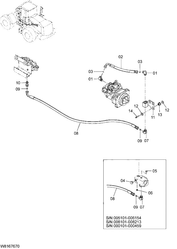 Схема запчастей Hitachi ZW220 - 202_STEERING PIPING(1) (000101-004999, 005101-). 06 HYDRAULIC SYSTEM