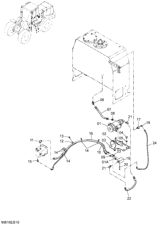 Схема запчастей Hitachi ZW220 - 208_EMERGENCY STEERING(1-1)(ES) (000101-004999, 005101-). 06 HYDRAULIC SYSTEM