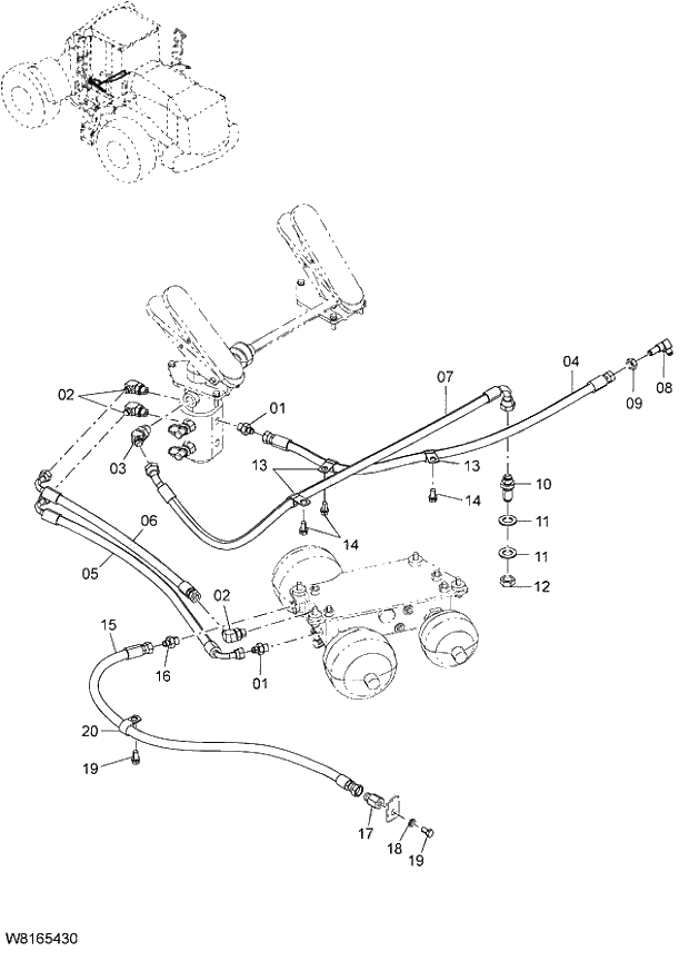 Схема запчастей Hitachi ZW220 - 214_BRAKE PIPING(3) (000101-004999, 005101-). 06 HYDRAULIC SYSTEM