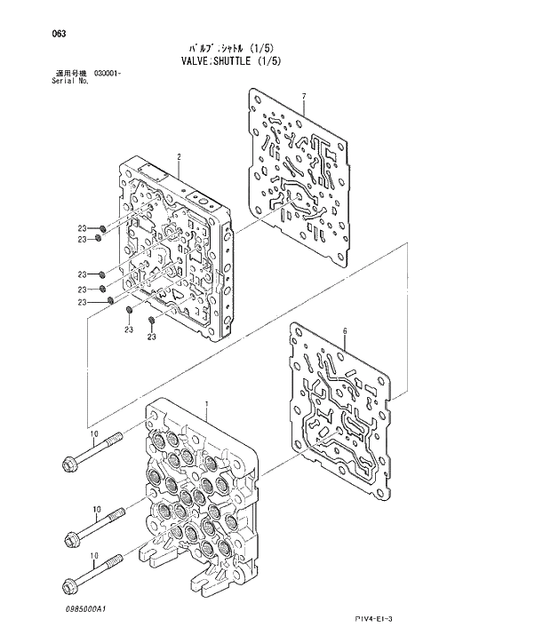 Схема запчастей Hitachi ZX280LCH-3 - 063 VALVE;SHUTTLE (1;5). 03 VALVE