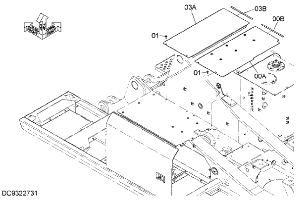 Схема запчастей Hitachi ZX330-5G - 012 COVER (3) 01 FRAME, COVER