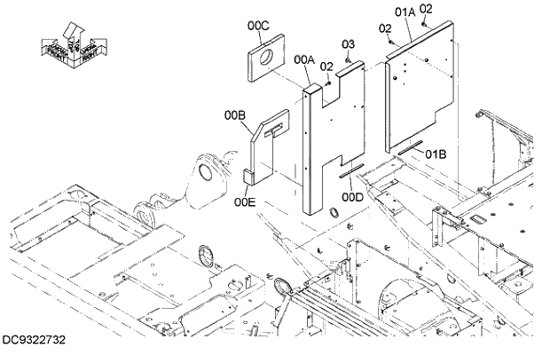 Схема запчастей Hitachi ZX330-5G - 014 COVER (4) 01 FRAME, COVER