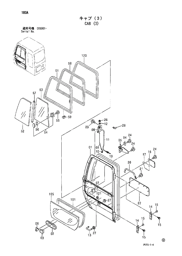 Схема запчастей Hitachi ZX180LC - 183 CAB (3) (005001 -). 01 UPPERSTRUCTURE